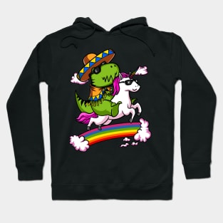 T-Rex Dinosaur Riding Unicorn Cinco de Mayo Hoodie